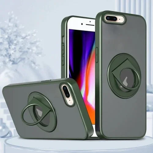 Estuche para Teléfono iPhone 8 Plus 7 Plus con Soporte Magnético y Anillo Giratorio (Verde)