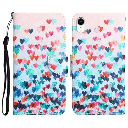 Estuche para Teléfono iPhone Xr Cuero Dibujo Coloreado (Corazón)