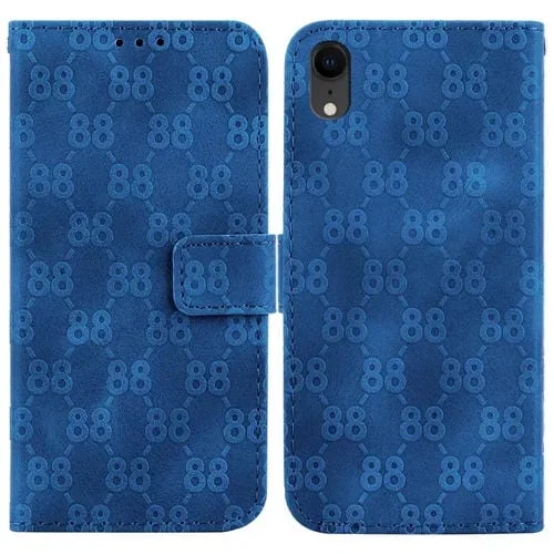 Estuche para Teléfono iPhone Xr Cuero En Relieve Doble Forma de 8 (Azul)