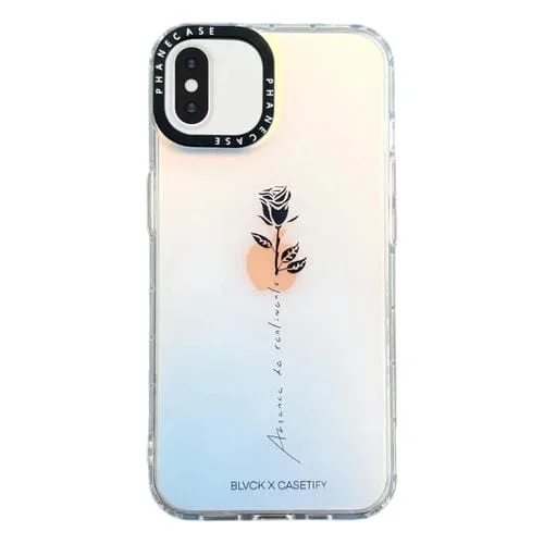 Estuche para Teléfono iPhone Xs X Rose con Impresión de Película Doble Cara (Gradiente)