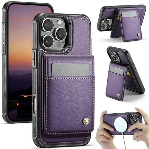 Estuche para Teléfono Jeehood J06 con Tarjetero Rfid Magsafe para iPhone 16 Pro (Morado)
