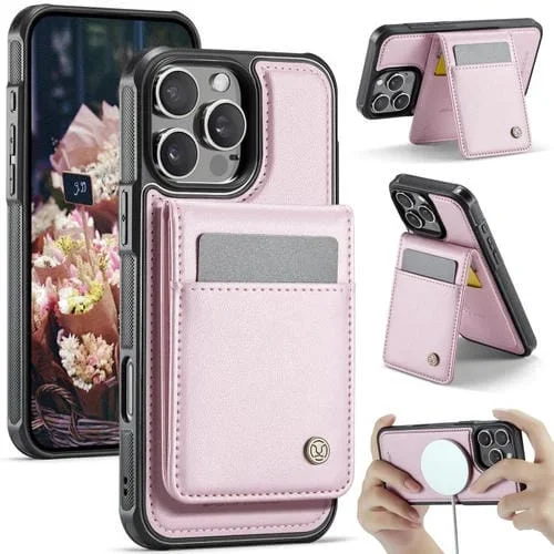 Estuche para Teléfono Jeehood J06 para iPhone 15 Pro Max con Tarjetero Rfid Magsafe (Rosa)