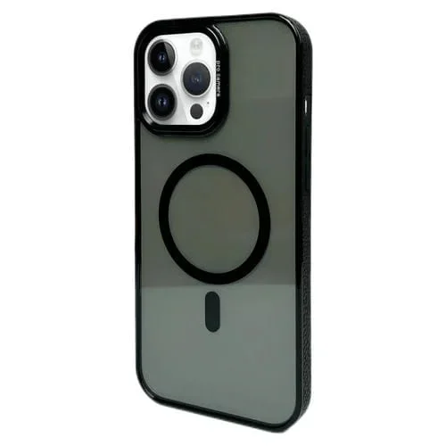 Estuche para Teléfono Magsafe con Marco de Lente de Metal para iPhone 14 Pro Max (Negro)