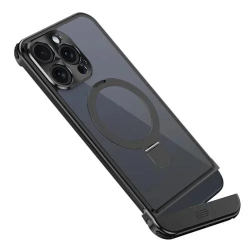 Estuche para Teléfono Magsafe con Soporte de Anillo y Aroma Tijera de Metal para iPhone 12 Pro Max (Negro)