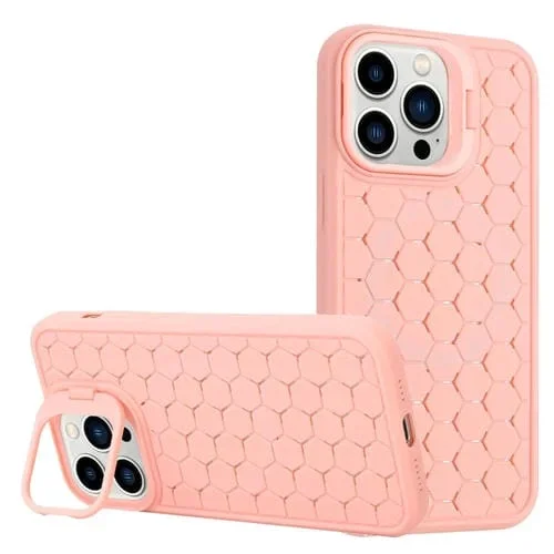 Estuche para Teléfono Magsafe con Soporte para Lente Radiante Honeycomb para iPhone 16 Pro (Rosa)