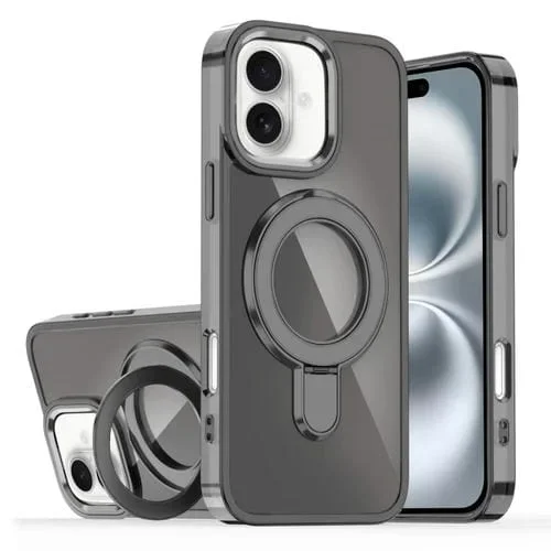 Estuche para Teléfono Magsafe iPhone 16 Soporte Revestimiento Degradado (Negro Transparente)