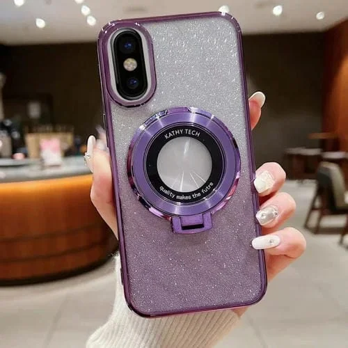 Estuche para Teléfono Magsafe iPhone X / Xs con Brillo Degradado y Soporte Galvanizado (Púrpura)
