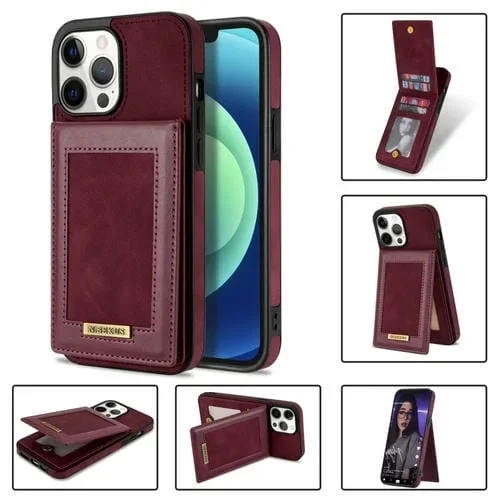 Estuche para Teléfono N.Bekus iPhone 13 Pro Rfid Ranura para Tarjeta Tapa Vertical (Rojo Vino)