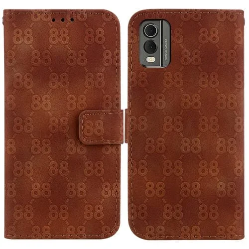 Estuche para Teléfono Nokia G60 Cuero En Relieve Doble Forma de 8 (Marrón)