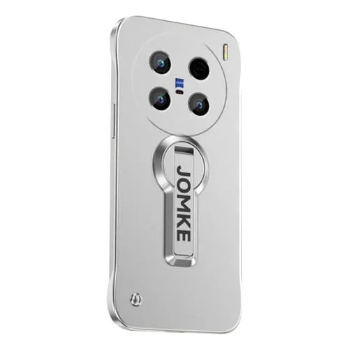 Estuche para Teléfono para PC con Soporte Giratorio de 360 Grados y Barniz para Hornear para Vivo X100 Ultra (Plateado)