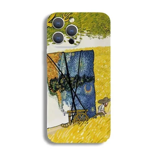 Estuche para Teléfono PC iPhone 8 Plus 7 Plus con Patrón de Pintura al Óleo y Orificio Preciso (Carretilla de Mano)