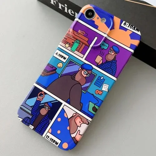 Estuche para teléfono PC iPhone SE 2022 2020 8 7 con orificio preciso y patrón pintado (Tío Trabajador)
