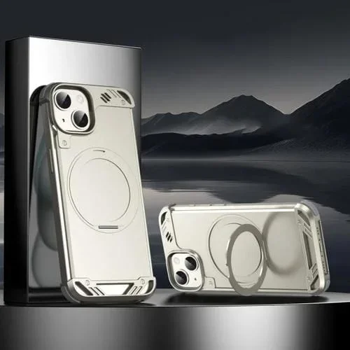 Estuche para Teléfono R-Just RJ63-1 con Soporte Magsafe sin Marco para iPhone 15 (Titanio)
