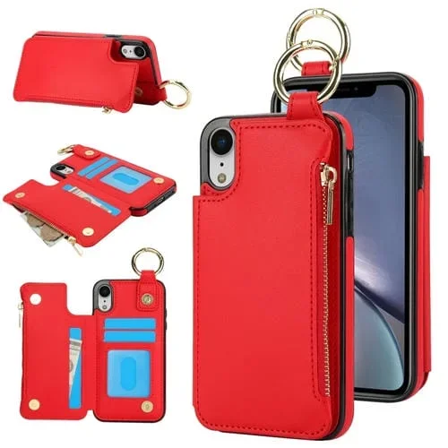 Estuche para Teléfono Rfld iPhone Xs/X Cremallera Anillo Doble Hebilla Antirrobo (Rojo)