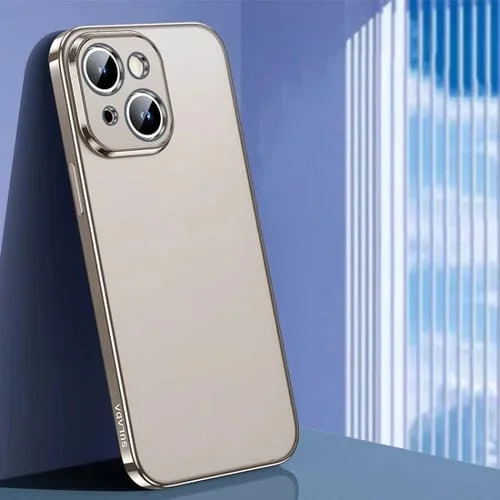 Estuche para teléfono Sulada iPhone 15 Plus TPU Esmerilado con Galvanoplastia (Gris Titanio)
