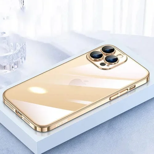 Estuche para Teléfono Sulada Jingjia Series para iPhone 15 Pro Max con Protector de Lente (Dorado)