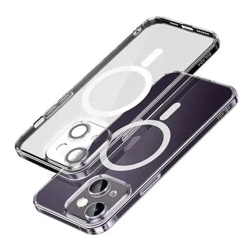 Estuche para Teléfono Sulada Jingpin Series para iPhone 14 TPU Galvanizado con Lente Todo Incluido (Transparente)