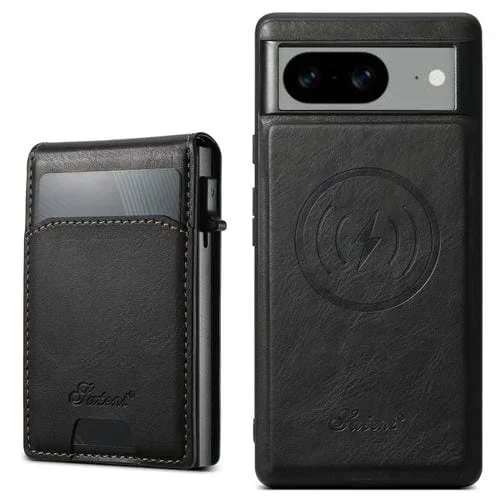 Estuche para Teléfono Suteni H19 2 en 1 con Tapa de Tarjeta Extraíble Magsafe para Google Pixel 8A (Negro)