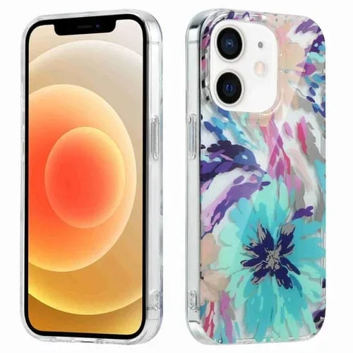 Estuche para teléfono Symphony Galvanizado para iPhone 12 (Flor de Acuarela)
