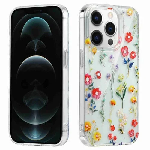 Estuche para Teléfono Symphony para iPhone 12 Pro Max Galvanizado (Flores Variadas)