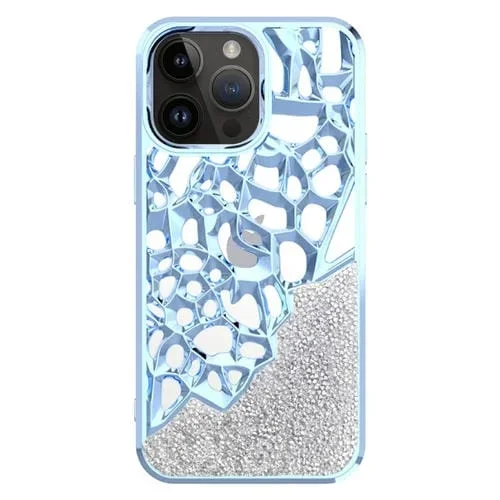 Estuche para Teléfono TPU Galvanizado iPhone 12 Pro Max Disipación de Calor Hueca Estilo Diamante (Azul)
