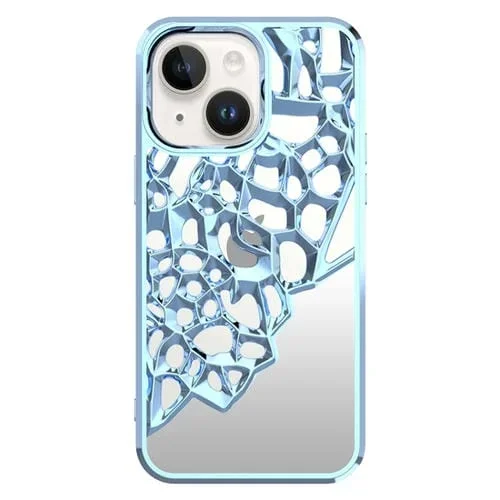 Estuche para teléfono TPU galvanizado para iPhone 14 Plus con disipación de calor hueca estilo espejo (Azul)