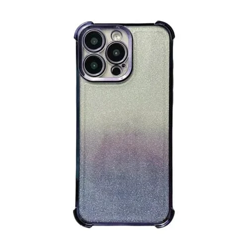 Estuche para Teléfono TPU iPhone 12 Pro Max a Prueba de Golpes con Purpurina Electropolada de Cuatro Esquinas (Púrpura Degradado)