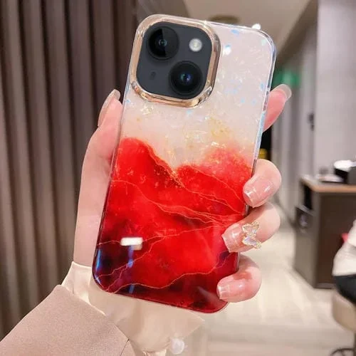 Estuche para Teléfono TPU iPhone 15 Ondulación de Cristal Colorido (Rojo)