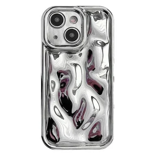 Estuche para teléfono TPU iPhone 15 Plus Textura de Meteorito Galvanizado (Plateado)