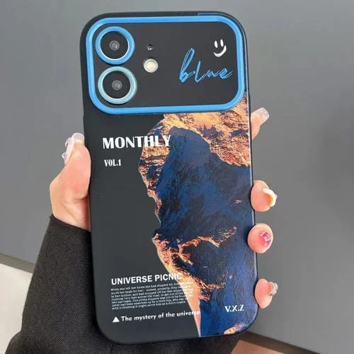 Estuche para Teléfono TPU para iPhone 12 con Ventana Grande y Patrón Amanecer En la Montaña Nevada