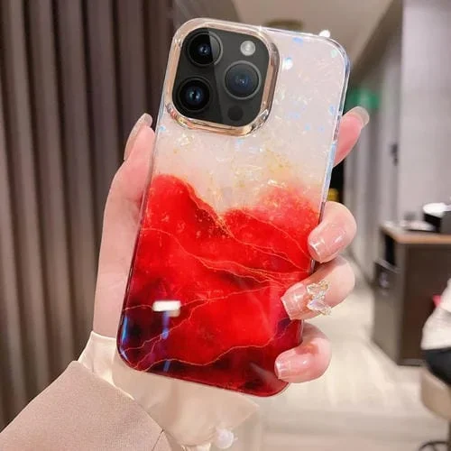 Estuche para teléfono TPU para iPhone 15 Pro Max con ondulación de cristal colorido (Rojo)