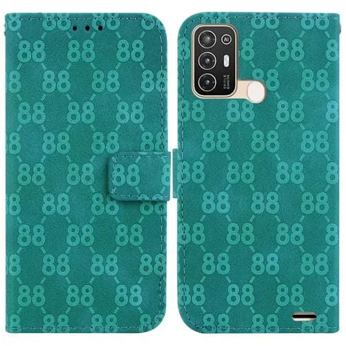 Estuche para ZTE Blade A52 Cuero En Relieve Doble Forma de 8 (Verde)