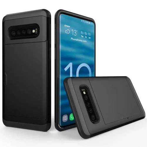 Estuche Protector Armadura para Galaxy S10 + con Ranura para Tarjeta (Negro)