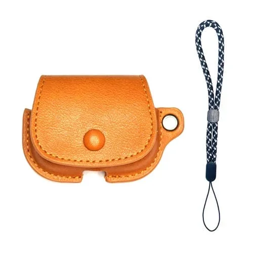 Estuche Protector Auriculares Cuero PU Para Airpods 1/2 Estilo Mochila Con Cordón (Marrón Claro)
