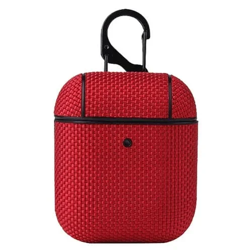 Estuche Protector Auriculares Tela Negocios con Gancho AirPods 1/2 (Rojo)