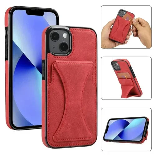 Estuche Protector para iPhone 14 Ultrafino a Prueba de Golpes con Soporte (Rojo)