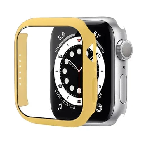 Estuche Protector PC para Apple Watch Series 8/7 45mm con Vidrio Templado (Amarillo)