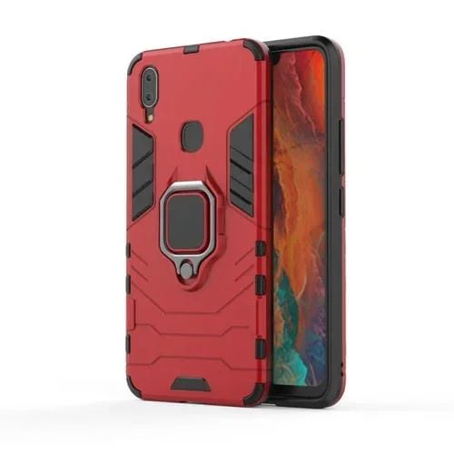 Estuche Protector PC + TPU a Prueba de Golpes para Vivo X21I, con Soporte de Anillo Magnético (Rojo)