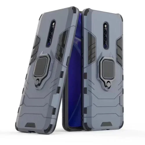 Estuche Protector PC + TPU a Prueba de Golpes para Vivo X27 Pro, con Soporte para Anillo Magnético (Azul Marino)