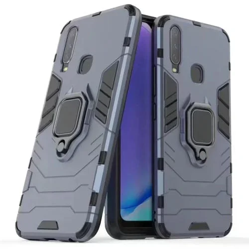 Estuche Protector PC + TPU a Prueba de Golpes para Vivo Y17, con Soporte para Anillo Magnético (Azul)