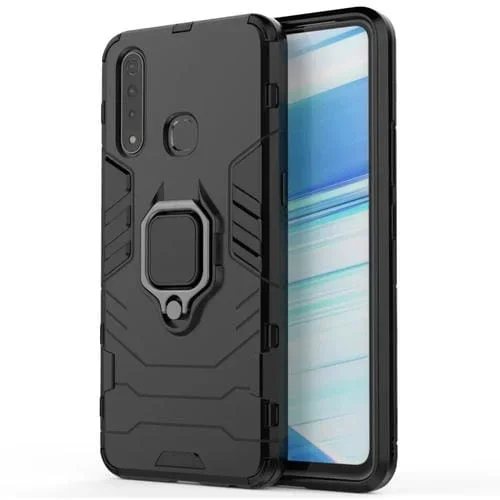 Estuche Protector PC + TPU a Prueba de Golpes para Vivo Z5X, con Soporte de Anillo Magnético (Negro)