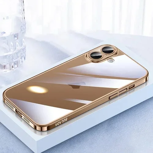 Estuche rígido para PC Sulada Jingjia con protector de Lente para iPhone 16 (Dorado)
