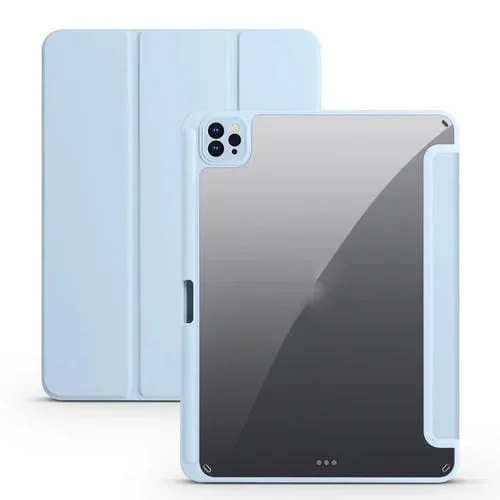 Estuche Tableta Cuero Inteligente iPad Pro 12.9 2022/2021/2020/2018 3 Pliegues (Azul Cielo)