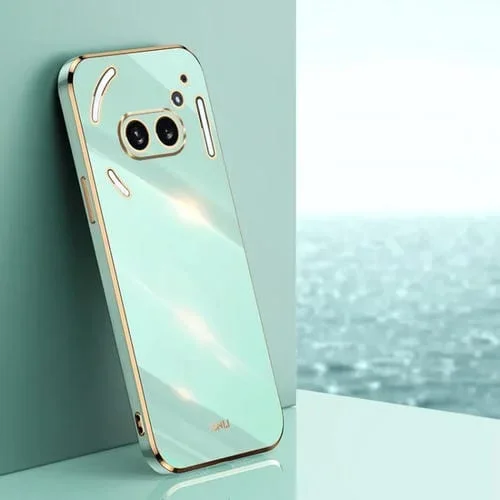 Estuche TPU For Nothing Phone 2A Xinli con Borde Dorado y Revestimiento 6D (Verde Menta)