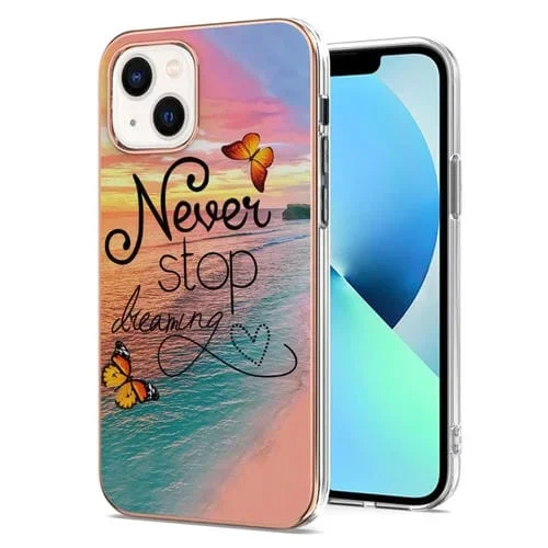 Estuche TPU iPhone 14 Galvanoplastia Patrón Imd a Prueba de Golpes (Dream Chasing Butterfly)