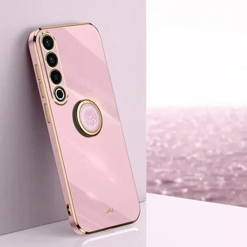 Estuche TPU para Meizu 20 Pro 5G Xinli a Prueba de Golpes con Borde Dorado 6D y Soporte para Anillo (Púrpura Cereza)