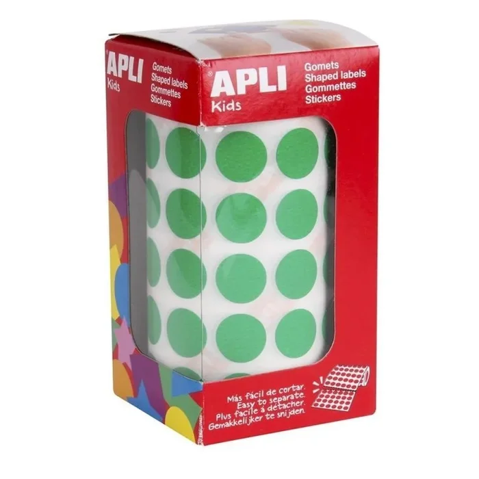 Etiquetas adhesivas en rollo apli 04858/ ø15mm/ 2832 uds/ verde