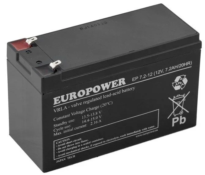 Europower ep series agm battery 12v 7.2ah (service life 6-9 years)