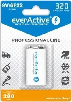 Everactive EVHRL22-320 pila doméstica Batería recargable 9V Níquel-metal hidruro (NiMH)
