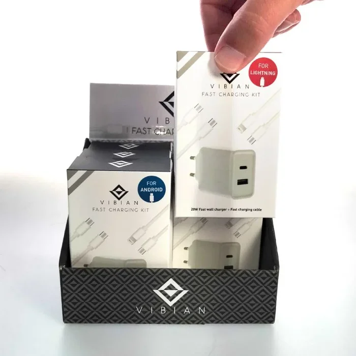 Expositor cargadores vibian fast charging box